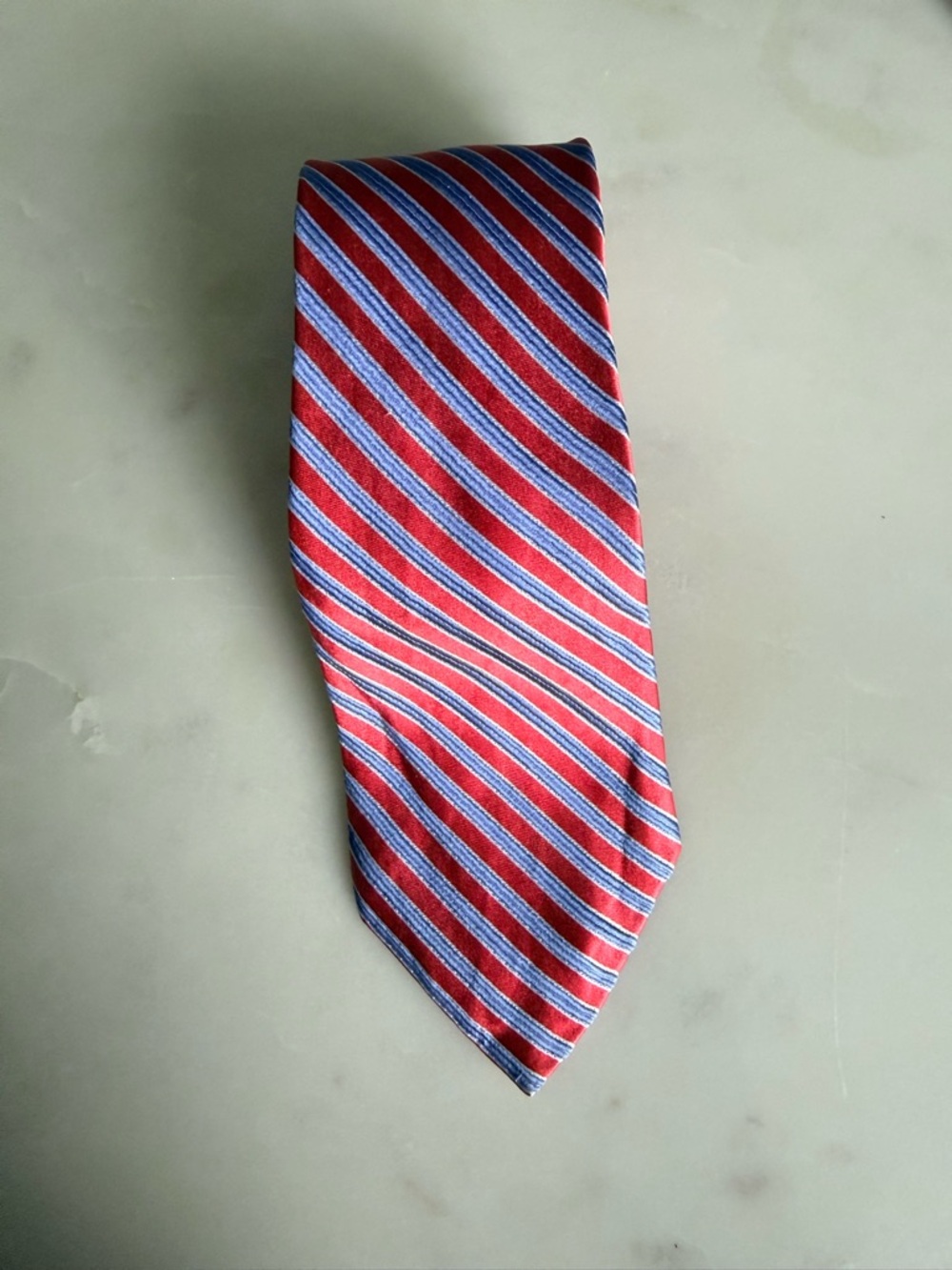 MICHAEL Michael Kors Red and Blue 100% Silk Diagonal Stripe Tie